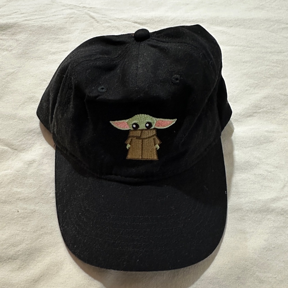 Black Embroidered Baby Yoda Baseball Cap